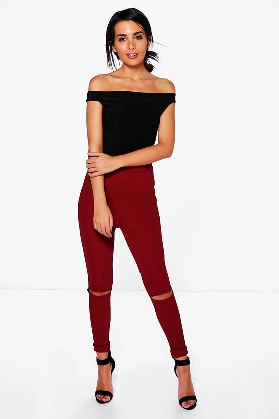Tarah Crepe Highwaist Split Knee Leggings